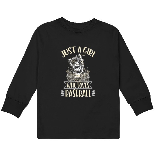 Girl Baseball Player Cute Baseball Lover Kids Long Sleeve T Shirts