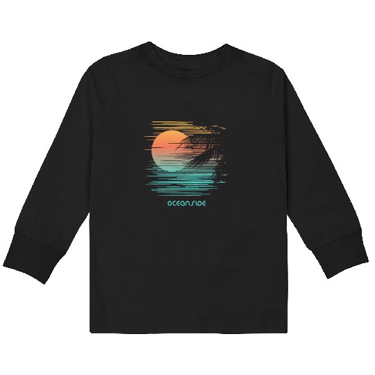 Artistic Oceanside California Palm Tree Vacation Kids Long Sleeve T Shirts