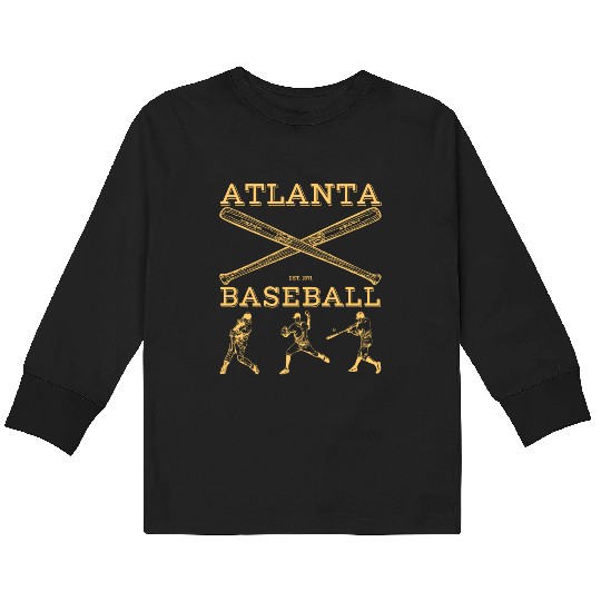 Vintage Atlanta Baseball est 01 Kids Long Sleeve T Shirts