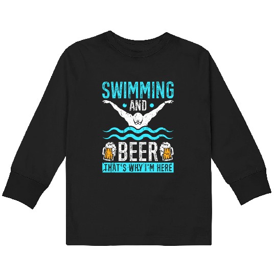 Swimming Beer Men Swim Team Kids Long Sleeve T Shirts