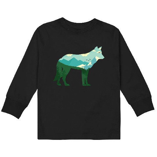 Mountain Wolf Kids Long Sleeve T Shirts