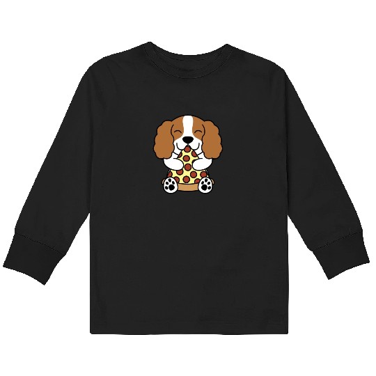 Cavalier King Charles Spaniel Pizza Lover Kids Long Sleeve T Shirts