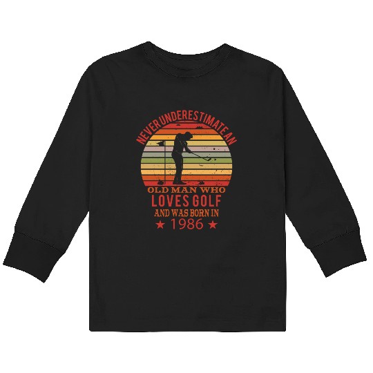 Golfing Golfplayers Vintage 1986 Birthday Kids Long Sleeve T Shirts