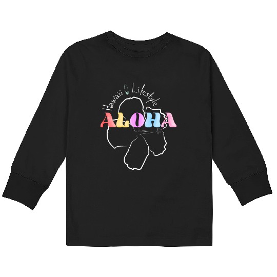 Aloha Flower Surfing and Lifestyle Kids Long Sleeve T Shirts