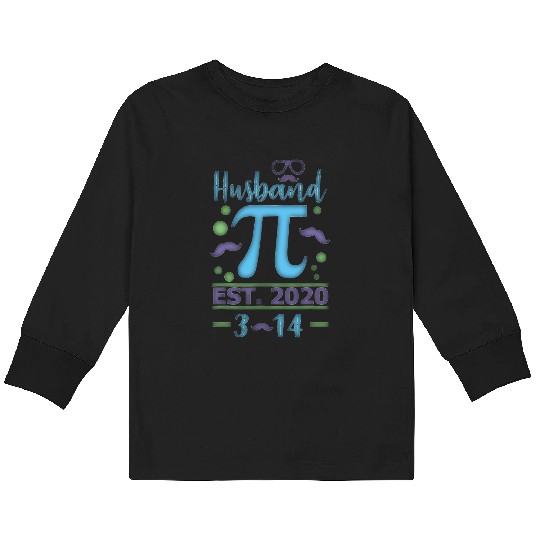 Husband Pi Day Wedding March 14 2020 Math Lover Kids Long Sleeve T Shirts