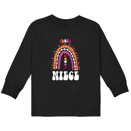 Proud Niece Lesbian Pride Boho Rainbow Kids Long Sleeve T Shirts