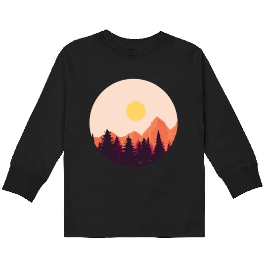 sunset horizon mountains Kids Long Sleeve T Shirts
