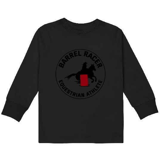 Barrel Racer Rodeo Racing Horse Riding Race Funny Kids Long Sleeve T Shirts