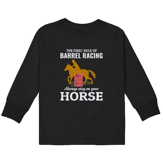 Barrel Racer Rodeo Racing Horse Riding Race Funny Kids Long Sleeve T Shirts