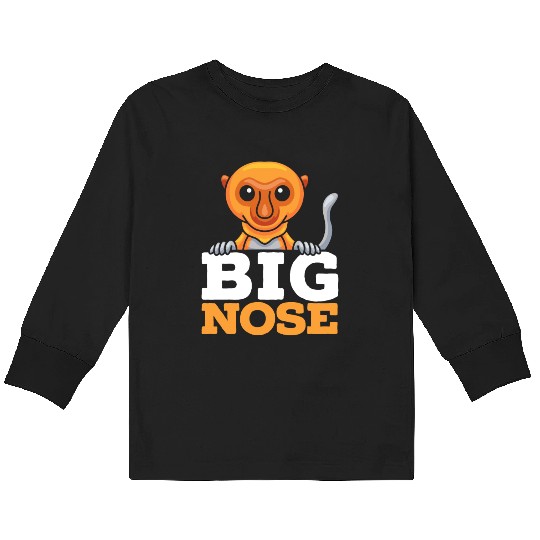 Big Nose Proboscis Monkey Ape Wildlife Zookeeper Kids Long Sleeve T Shirts