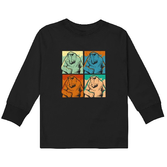 Retro Proboscis Monkey Ape Wildlife Zookeeper Kids Long Sleeve T Shirts