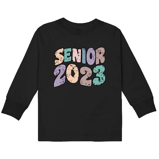 Senior 2023 Graduation Groovy Retro Kids Long Sleeve T Shirts