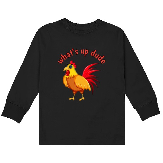 Angry Cartoon Cock Bird Kids Long Sleeve T Shirts
