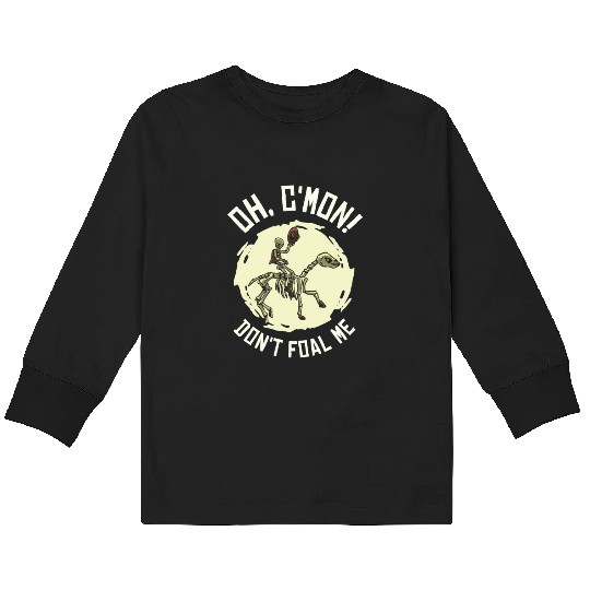 Halloween Cowboy Skeleton Foal Horse Riding Kids Long Sleeve T Shirts