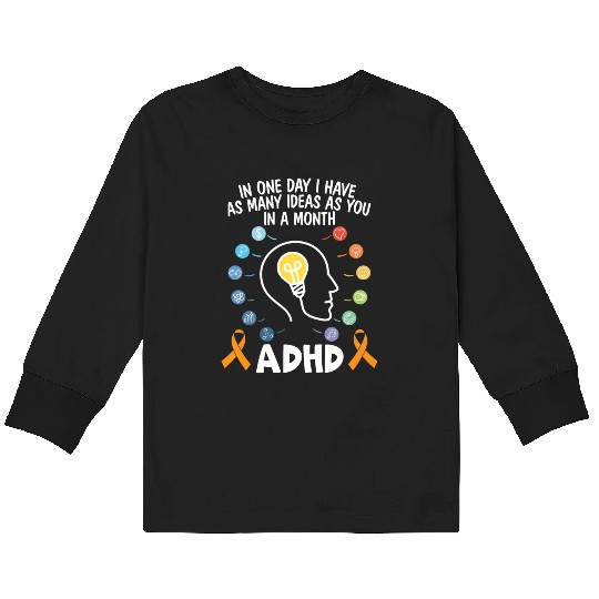 ADHD Warrior Embrace Neurodiversity ADHD Awareness Kids Long Sleeve T Shirts