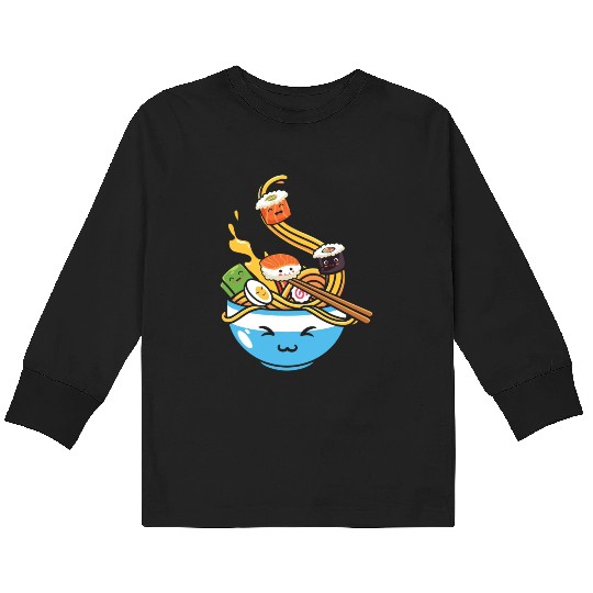 Kawaii Anime Ramen Sushi Kids Long Sleeve T Shirts