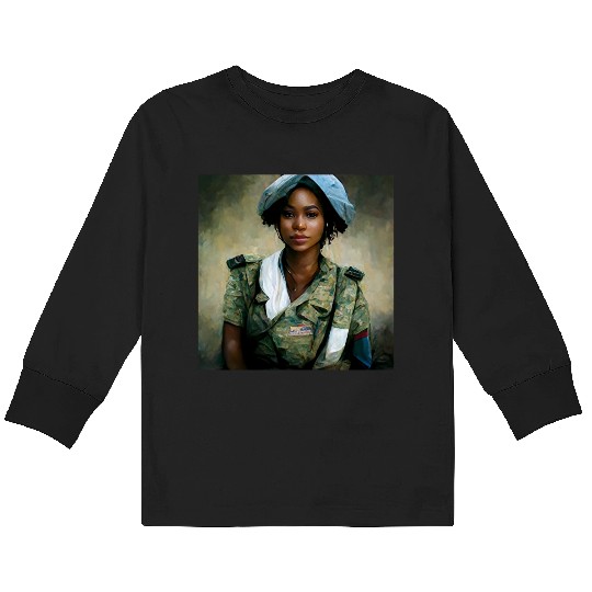 Beautiful US army combat medic painting Kids Long Sleeve T Shirts
