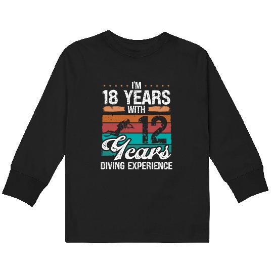 30 Birthday Idea Scuba Diving 30 Year Old Diver Kids Long Sleeve T Shirts