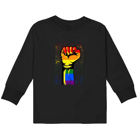 Gay Pride Fist Rainbow Pride Month Kids Long Sleeve T Shirts