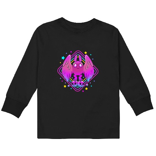 Pastel Goth Skull Aesthetic Gothic Cute Mothman Kids Long Sleeve T Shirts