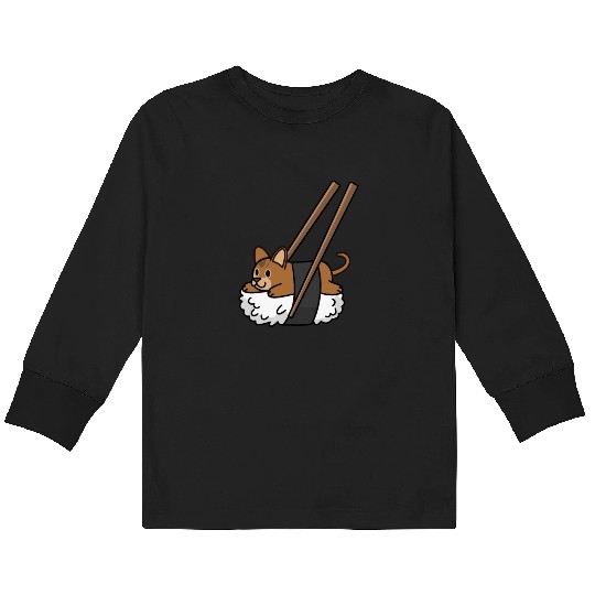 Abyssinian Cat Nigiri Sushi Kids Long Sleeve T Shirts