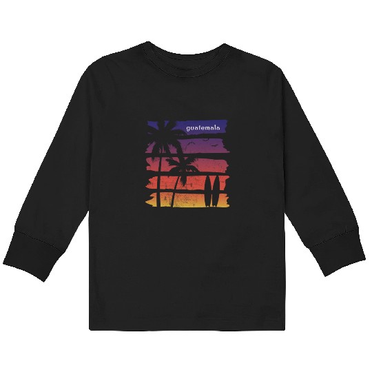 Cool Guatemala Surfing Fan Beach Palm Tree Kids Long Sleeve T Shirts