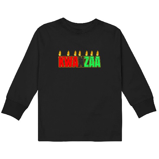 Afro American Candle Kinara Kwanzaa Kids Long Sleeve T Shirts