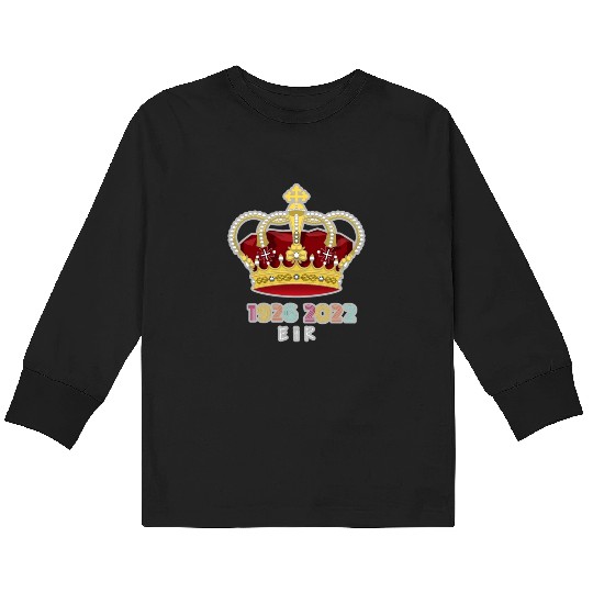 Queen Elizabeth II Royal Coat Emblem Monarch Crown Kids Long Sleeve T Shirts