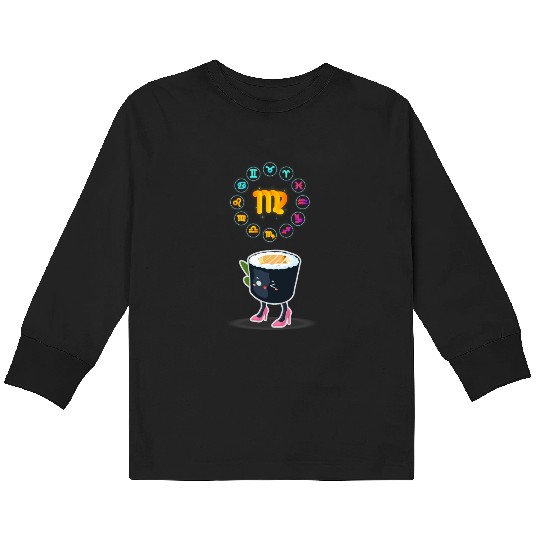 Japanese Sushi Funny Virgo Zodiac Sushi Lover Pun Kids Long Sleeve T Shirts