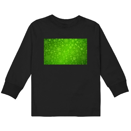 Abstract Green Christmas Winter Pattern Kids Long Sleeve T Shirts