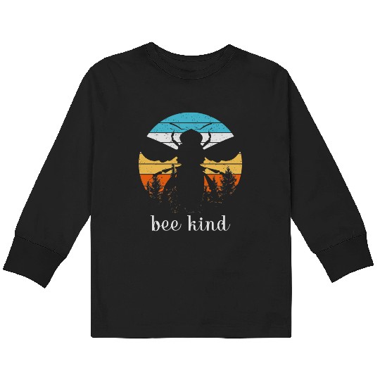 Save the Bees Autumn Sunset Treeline Bee Kind Swea Kids Long Sleeve T Shirts