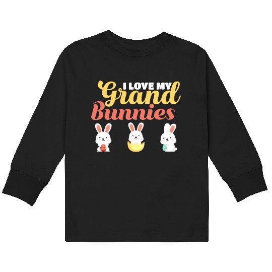 I Love My GrandBunnies Grandma Grandkids Easter T Kids Long Sleeve T Shirts