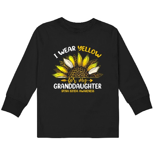 I Wear Yellow For My Granddaughter Spina Bifida Kids Long Sleeve T Shirts
