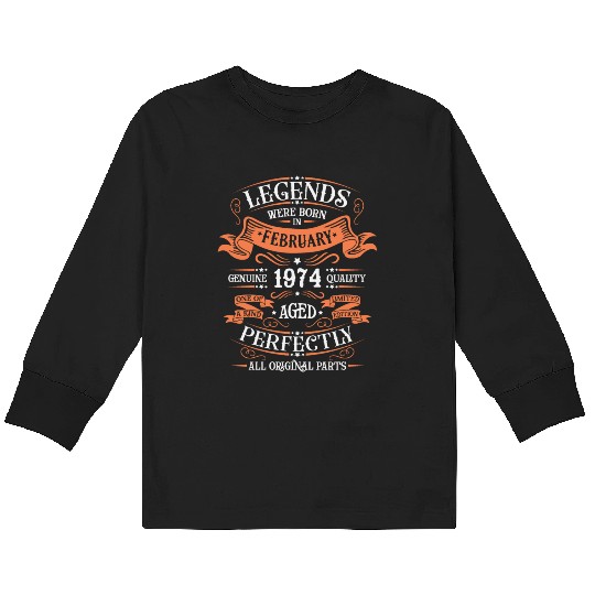February 1974| February 1974 anniversary 1974 Kids Long Sleeve T Shirts