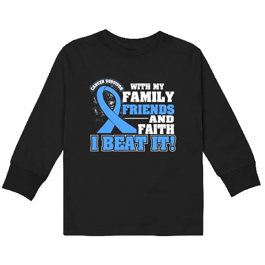 Family Faith I Beat It Prostate Cancer Awareness Kids Long Sleeve T Shirts