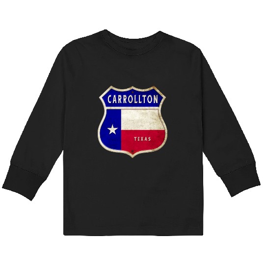 Carrollton Texas Crest Flag Design Kids Long Sleeve T Shirts