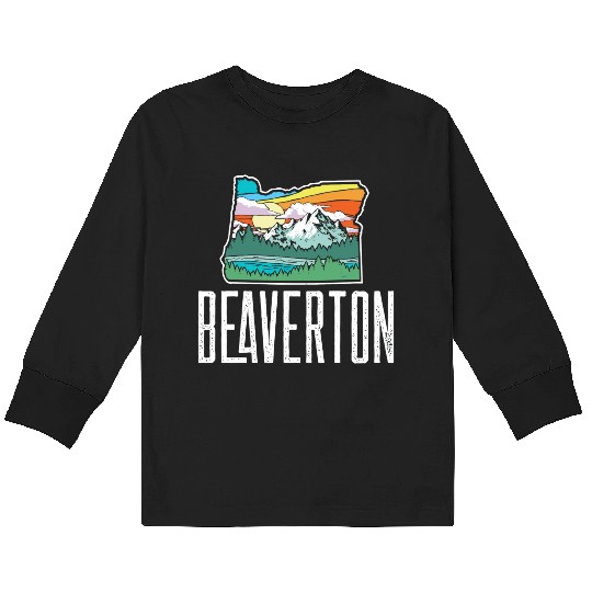Beaverton Vintage Oregon Nature Outdoors Retro Gra Kids Long Sleeve T Shirts