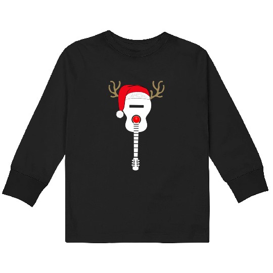 Christmas Guitar santa hat reindeer antlers Kids Long Sleeve T Shirts