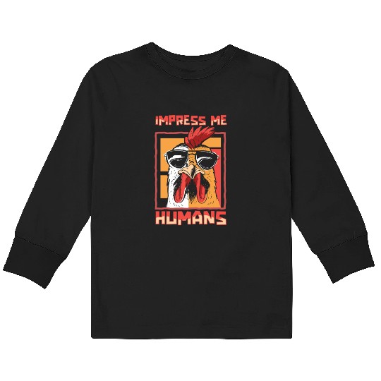Rooster Cock Sunglasses Kids Long Sleeve T Shirts