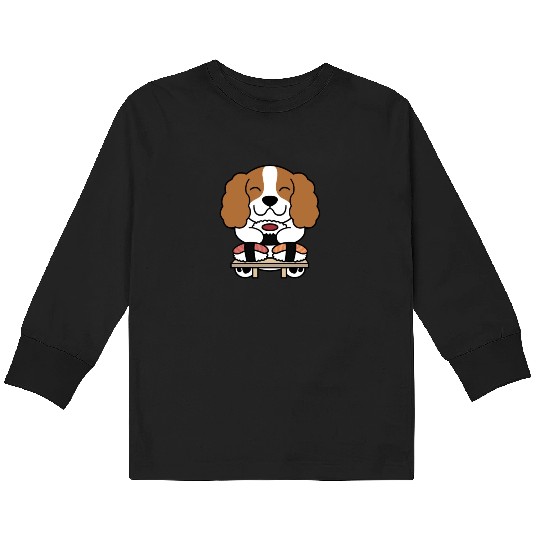 Sushi Lover Cavalier King Charles Spaniel Kids Long Sleeve T Shirts