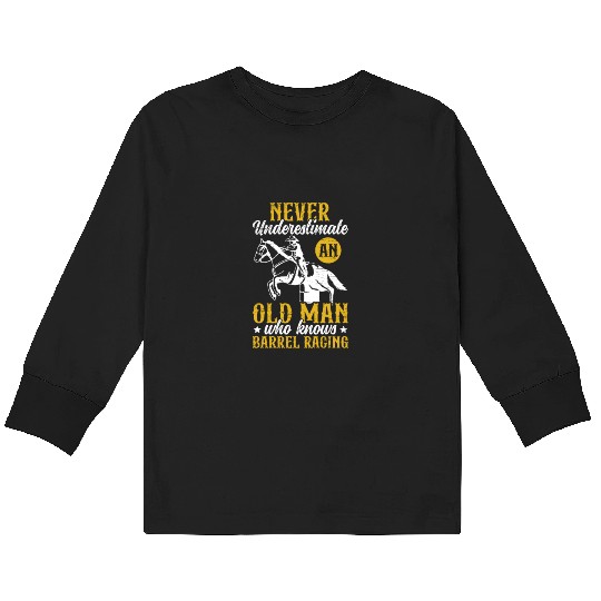 Old Man Barrel Racing Rodeo Equestrian Horse Kids Long Sleeve T Shirts
