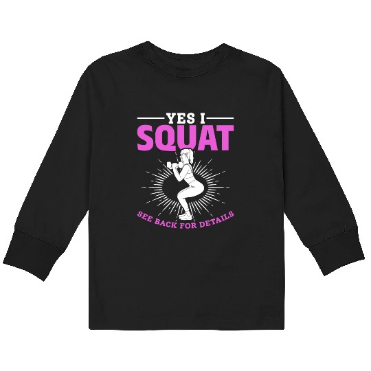 Women Squat Weightlifting Gym Workout Kids Long Sleeve T Shirts