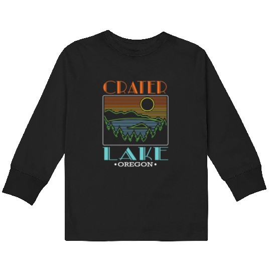 Crater Lake Oregon National Park Retro Crater Lake Kids Long Sleeve T Shirts