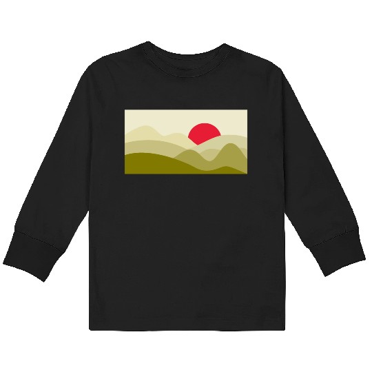 Minimalist Sun Olive Green Kids Long Sleeve T Shirts