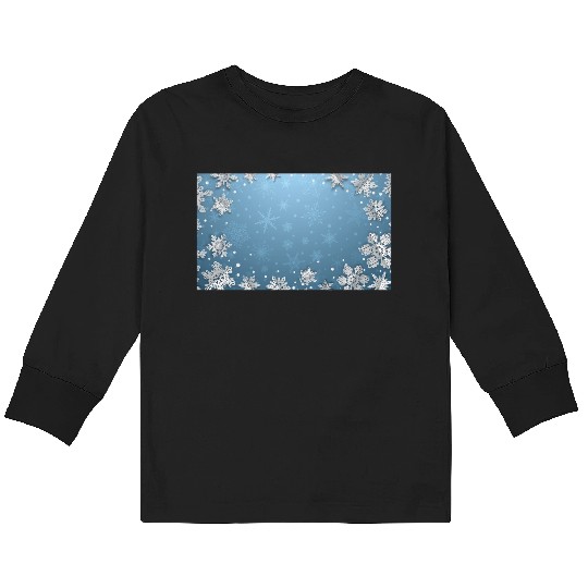Winter Snowflakes Blue Pattern Kids Long Sleeve T Shirts