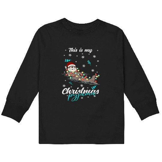 Winter Christmas Pyjama Otter Kids Long Sleeve T Shirts