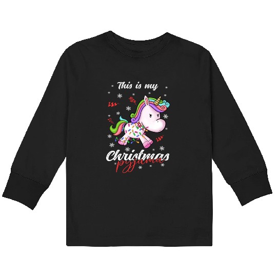 Winter Christmas Pyjama Unicorn Kids Long Sleeve T Shirts