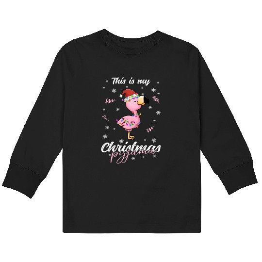 Winter Christmas Pyjama Flamingo Kids Long Sleeve T Shirts