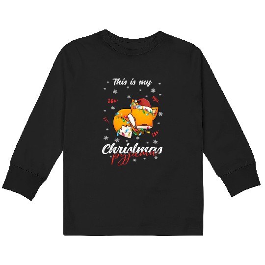 Winter Christmas Pyjama Fox Kids Long Sleeve T Shirts
