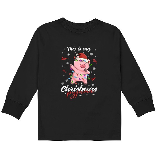 Winter Christmas Pyjama Pig Kids Long Sleeve T Shirts